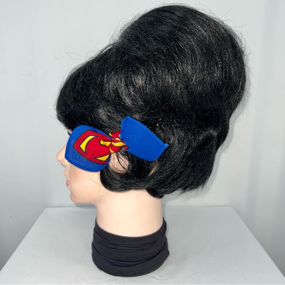 Superman Dark Blue Superhero Rockabilly Bandana Hair Bow - Picture 5 of 11